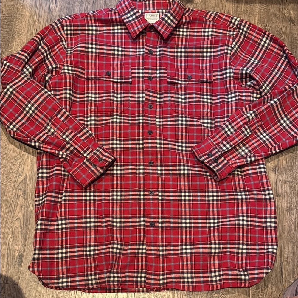 LL Bean Traditional Fit XXL Tall Plaid 100% Cotton Button Down
